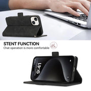 For iPhone 17 ABEEL Frosted Magnetic RFID Leather Phone Case(Black)