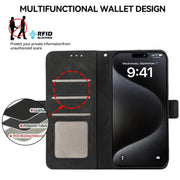For iPhone 17 ABEEL Frosted Magnetic RFID Leather Phone Case(Black)