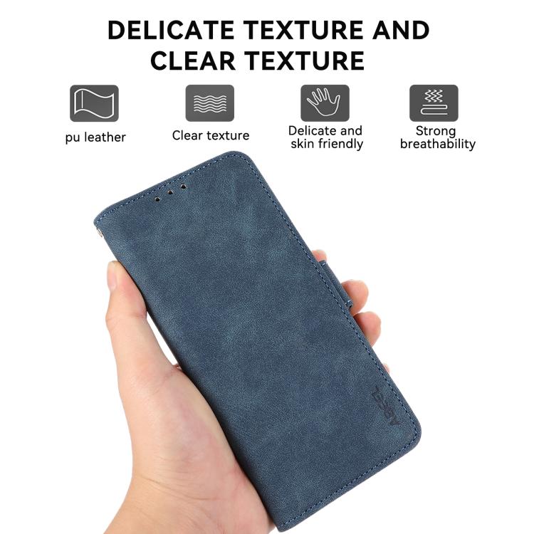For iPhone 17 ABEEL Frosted Magnetic RFID Leather Phone Case(Blue)