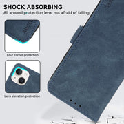 For iPhone 17 ABEEL Frosted Magnetic RFID Leather Phone Case(Blue)