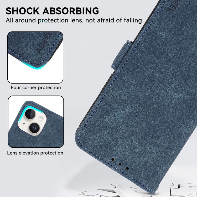 For iPhone 17 ABEEL Frosted Magnetic RFID Leather Phone Case(Blue)
