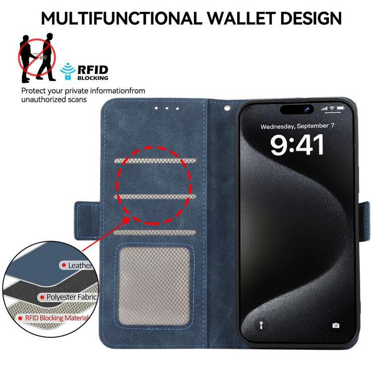 For iPhone 17 ABEEL Frosted Magnetic RFID Leather Phone Case(Blue)