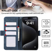 For iPhone 17 ABEEL Frosted Magnetic RFID Leather Phone Case(Blue)