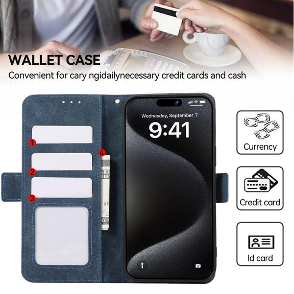 For iPhone 17 ABEEL Frosted Magnetic RFID Leather Phone Case(Blue)