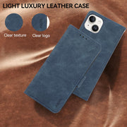 For iPhone 17 ABEEL Frosted Magnetic RFID Leather Phone Case(Blue)