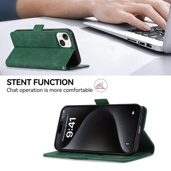 For iPhone 17 ABEEL Frosted Magnetic RFID Leather Phone Case(Green)