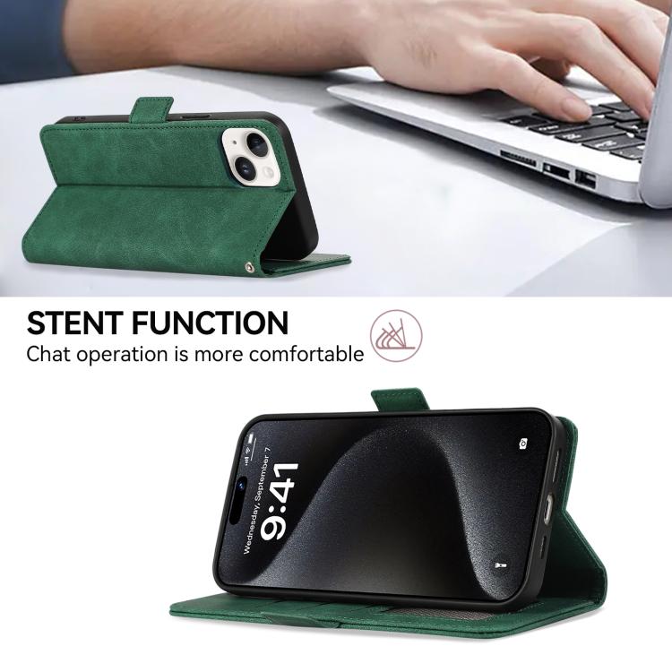 For iPhone 17 ABEEL Frosted Magnetic RFID Leather Phone Case(Green)