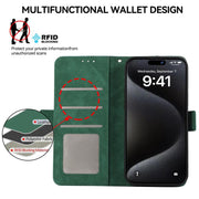For iPhone 17 ABEEL Frosted Magnetic RFID Leather Phone Case(Green)