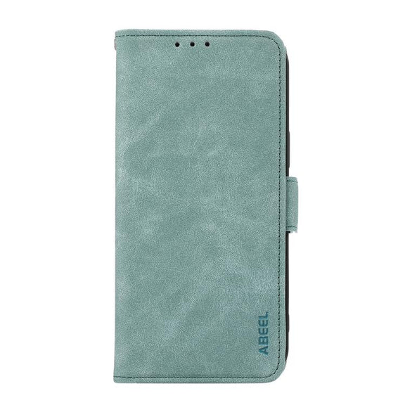 For iPhone 17 ABEEL Frosted Magnetic RFID Leather Phone Case(Cyan)