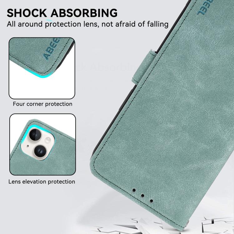 For iPhone 17 ABEEL Frosted Magnetic RFID Leather Phone Case(Cyan)