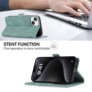 For iPhone 17 ABEEL Frosted Magnetic RFID Leather Phone Case(Cyan)