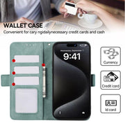 For iPhone 17 ABEEL Frosted Magnetic RFID Leather Phone Case(Cyan)