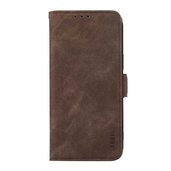 For iPhone 17 ABEEL Frosted Magnetic RFID Leather Phone Case(Brown)