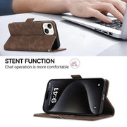For iPhone 17 ABEEL Frosted Magnetic RFID Leather Phone Case(Brown)