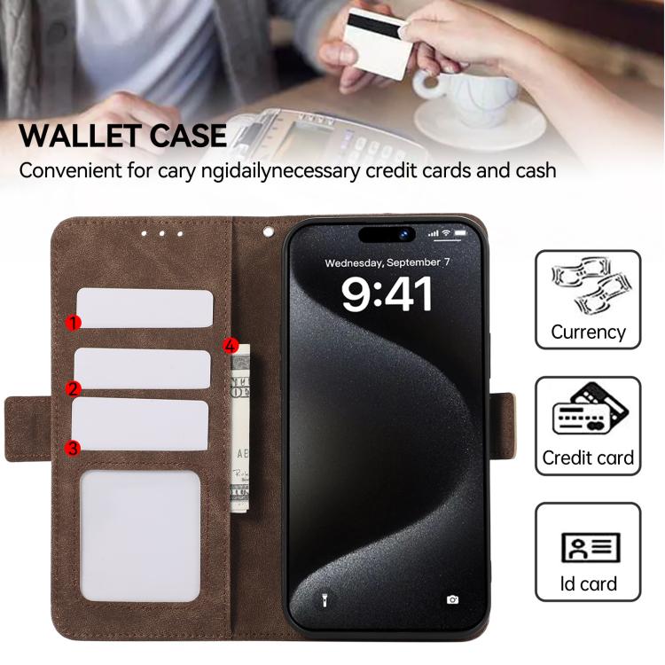 For iPhone 17 ABEEL Frosted Magnetic RFID Leather Phone Case(Brown)