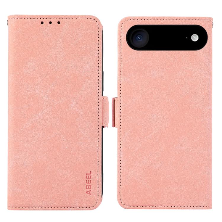 For iPhone 17 Air ABEEL Frosted Magnetic RFID Leather Phone Case(Pink)