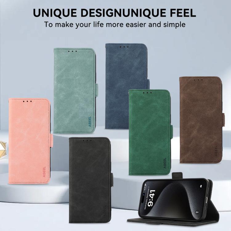 For iPhone 17 Air ABEEL Frosted Magnetic RFID Leather Phone Case(Black)