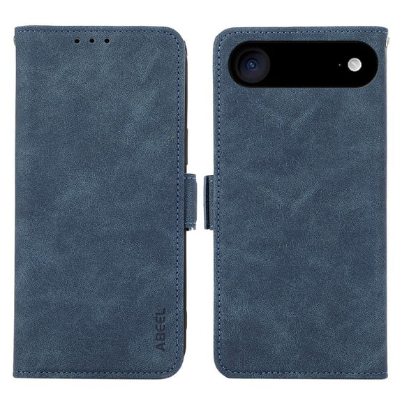 For iPhone 17 Air ABEEL Frosted Magnetic RFID Leather Phone Case(Blue)