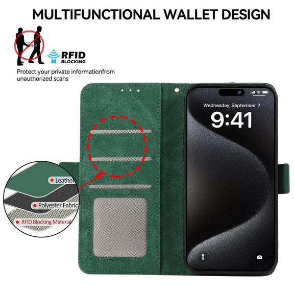 For iPhone 17 Air ABEEL Frosted Magnetic RFID Leather Phone Case(Green)