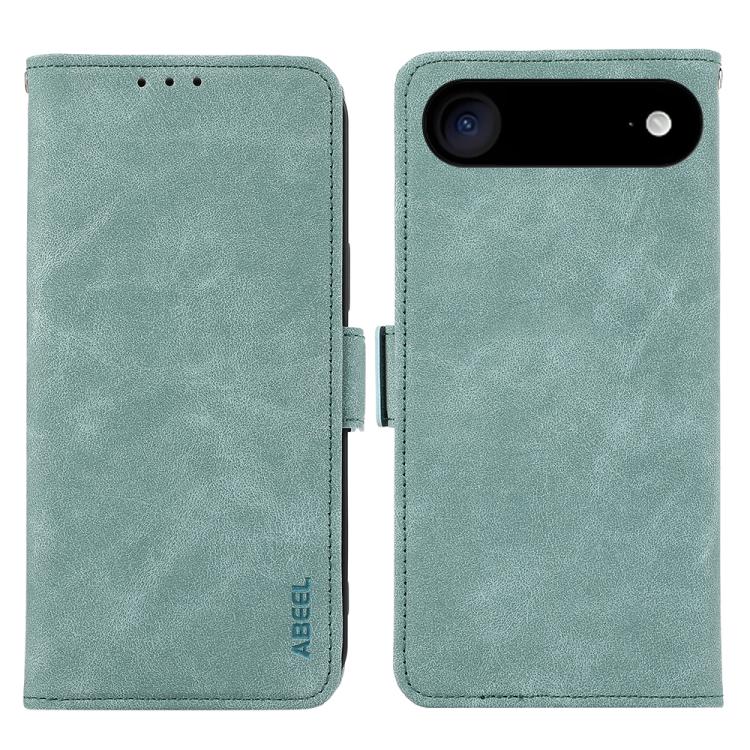 For iPhone 17 Air ABEEL Frosted Magnetic RFID Leather Phone Case(Cyan)