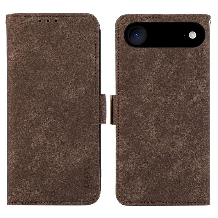 For iPhone 17 Air ABEEL Frosted Magnetic RFID Leather Phone Case(Brown)