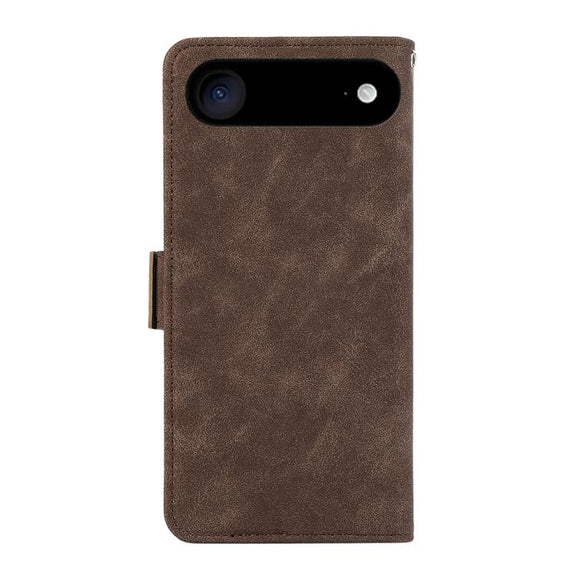 For iPhone 17 Air ABEEL Frosted Magnetic RFID Leather Phone Case(Brown)