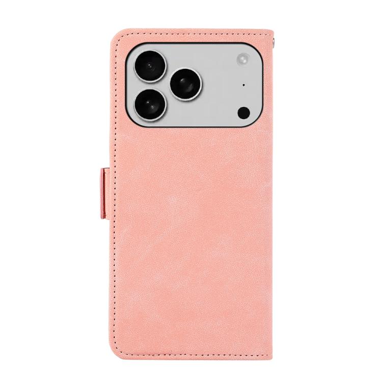 For iPhone 17 Pro ABEEL Frosted Magnetic RFID Leather Phone Case(Pink)