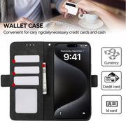 For iPhone 17 Pro ABEEL Frosted Magnetic RFID Leather Phone Case(Black)