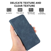For iPhone 17 Pro ABEEL Frosted Magnetic RFID Leather Phone Case(Blue)