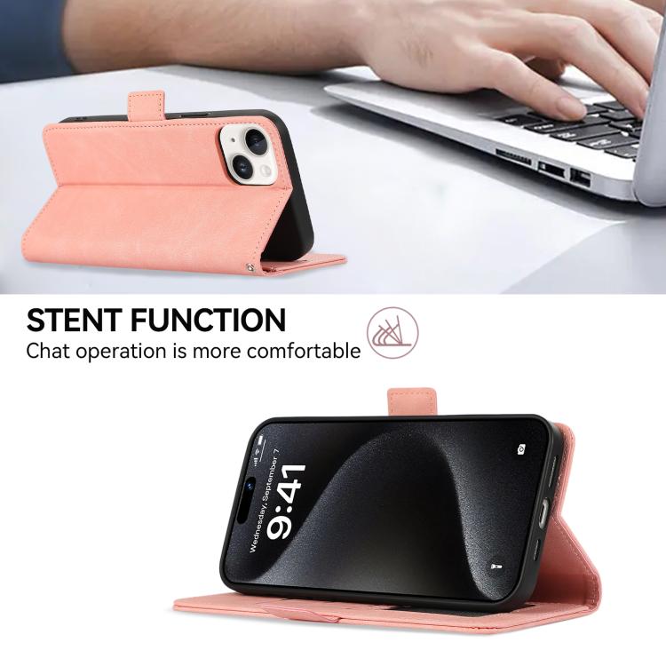 For iPhone 17 Pro Max ABEEL Frosted Magnetic RFID Leather Phone Case(Pink)