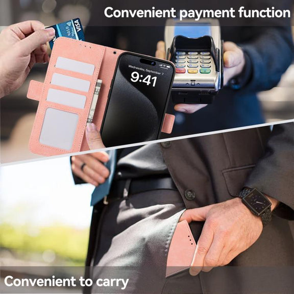 For iPhone 17 Pro Max ABEEL Frosted Magnetic RFID Leather Phone Case(Pink)