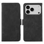For iPhone 17 Pro Max ABEEL Frosted Magnetic RFID Leather Phone Case(Black)