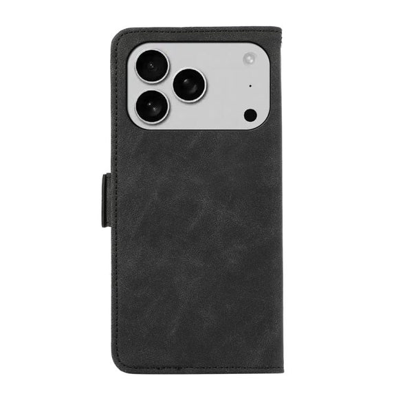For iPhone 17 Pro Max ABEEL Frosted Magnetic RFID Leather Phone Case(Black)