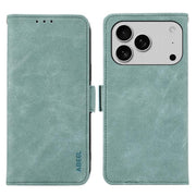 For iPhone 17 Pro Max ABEEL Frosted Magnetic RFID Leather Phone Case(Cyan)