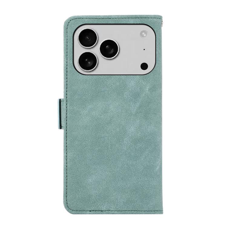 For iPhone 17 Pro Max ABEEL Frosted Magnetic RFID Leather Phone Case(Cyan)