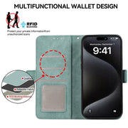 For iPhone 17 Pro Max ABEEL Frosted Magnetic RFID Leather Phone Case(Cyan)