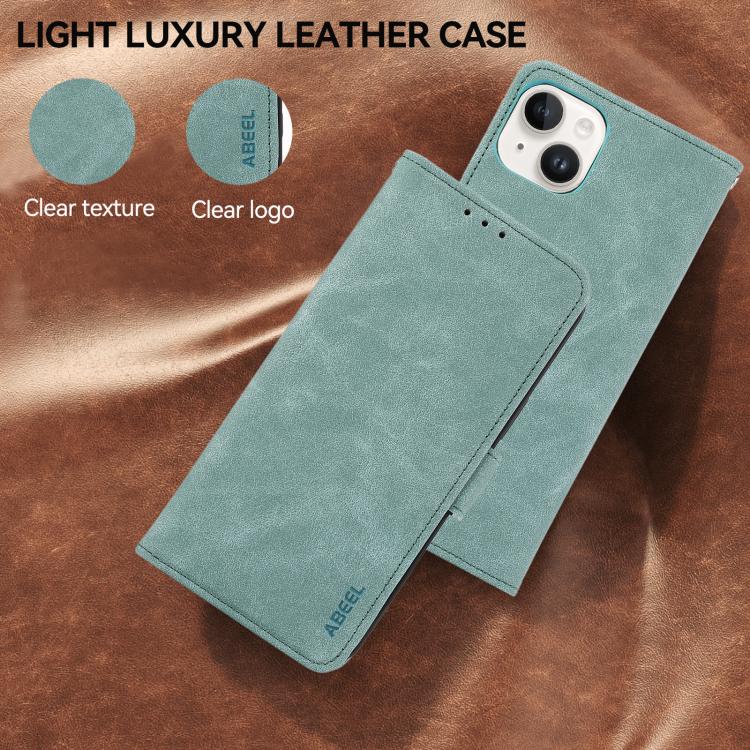 For iPhone 17 Pro Max ABEEL Frosted Magnetic RFID Leather Phone Case(Cyan)