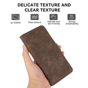 For iPhone 17 Pro Max ABEEL Frosted Magnetic RFID Leather Phone Case(Brown)