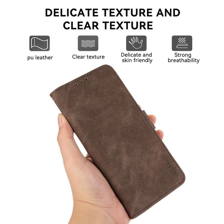 For iPhone 17 Pro Max ABEEL Frosted Magnetic RFID Leather Phone Case(Brown)