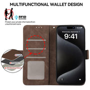 For iPhone 17 Pro Max ABEEL Frosted Magnetic RFID Leather Phone Case(Brown)