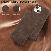 For iPhone 17 Pro Max ABEEL Frosted Magnetic RFID Leather Phone Case(Brown)