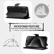 For iPhone 14 / 13 ESEBLE E1 Nappa Texture MagSafe Holder Leather Phone Case(Black)