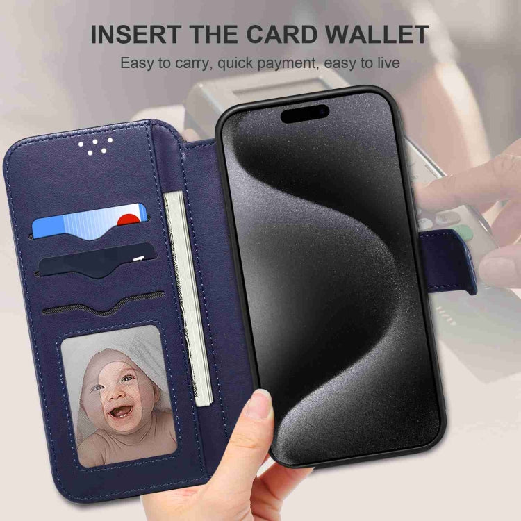 For iPhone 14 Pro ESEBLE E1 Nappa Texture MagSafe Holder Leather Phone Case(Dark Blue)