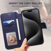 For iPhone 14 Pro ESEBLE E1 Nappa Texture MagSafe Holder Leather Phone Case(Dark Blue)