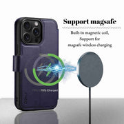 For iPhone 14 Pro Max ESEBLE E1 Nappa Texture MagSafe Holder Leather Phone Case(Dark Blue)