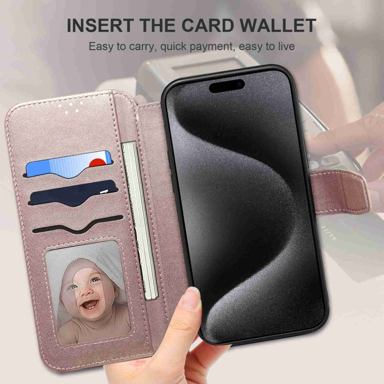 For iPhone 14 Pro Max ESEBLE E1 Nappa Texture MagSafe Holder Leather Phone Case(Rose Gold)