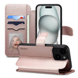 For iPhone 15 ESEBLE E1 Nappa Texture MagSafe Holder Leather Phone Case(Rose Gold) - free shipping - PMC TechLife - Order now!