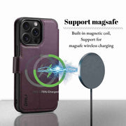 For iPhone 15 ESEBLE E1 Nappa Texture MagSafe Holder Leather Phone Case(Dark Purple)