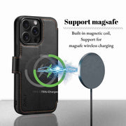 For iPhone 15 Pro ESEBLE E1 Nappa Texture MagSafe Holder Leather Phone Case(Black)