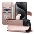 For iPhone 15 Pro Max ESEBLE E1 Nappa Texture MagSafe Holder Leather Phone Case(Rose Gold) - free shipping - PMC TechLife - Order now!